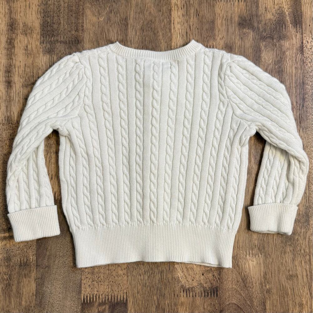 Ralph Lauren Mini-Cable 100% Cotton Cardigan Sweater Logo White Baby 18 Months - Picture 11 of 11